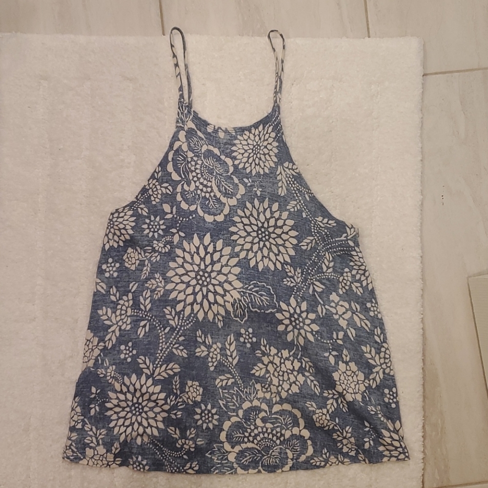 Billabong Blue & White Patterned Tank Top (M)